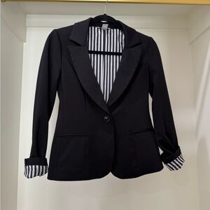 White House Black Market Black Blazer with Striped Lining